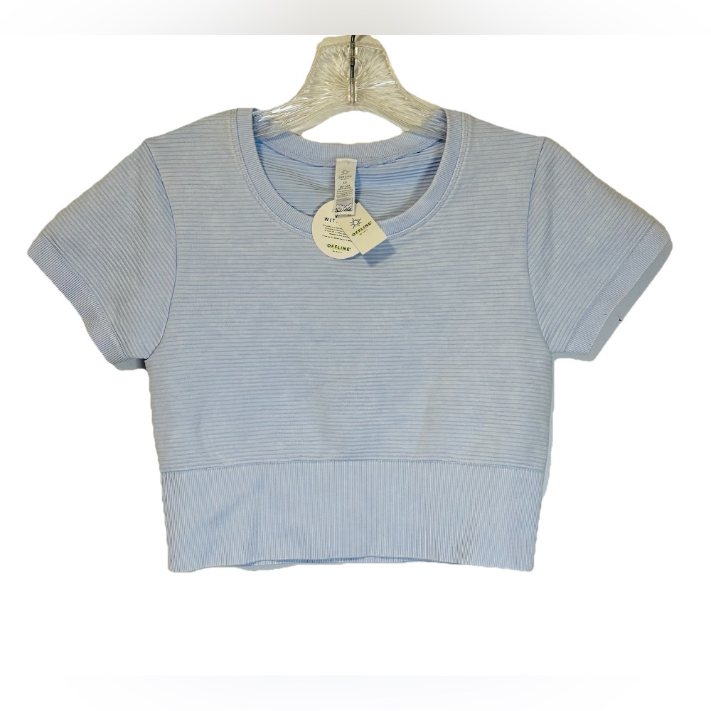 Offline By Aerie Crop Top Women's Size Small P Lined Light Blue Stretch Seamless